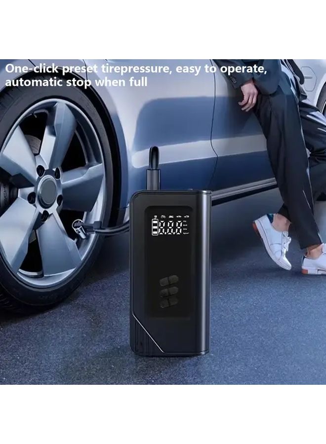 جهاز بدء التشغيل الأسود مع ضاغط هواء محمول بقوة 2000 أمبير ومنفاخ إطارات بضغط 150 رطل لكل بوصة مربعة وشاحن بطارية 14.8 فولت - Image 5